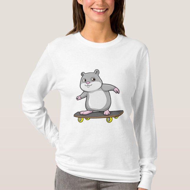 Hamster som Skater med Skateboard T Shirt (Framsida)