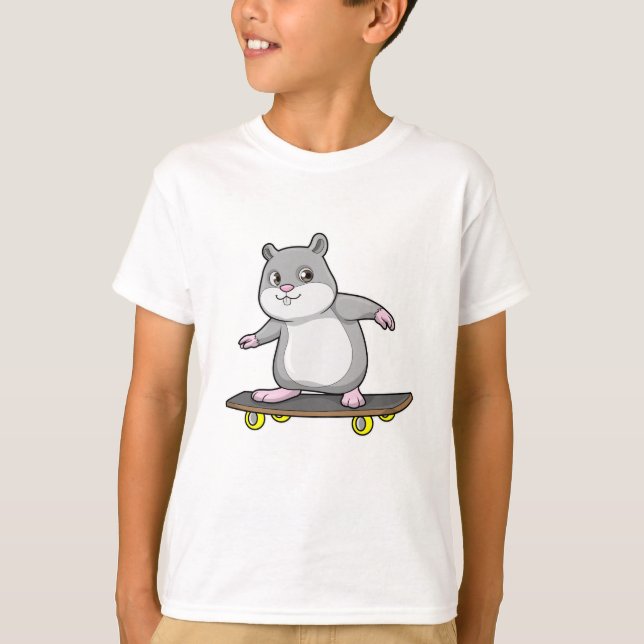 Hamster som Skater med Skateboard T Shirt (Framsida)