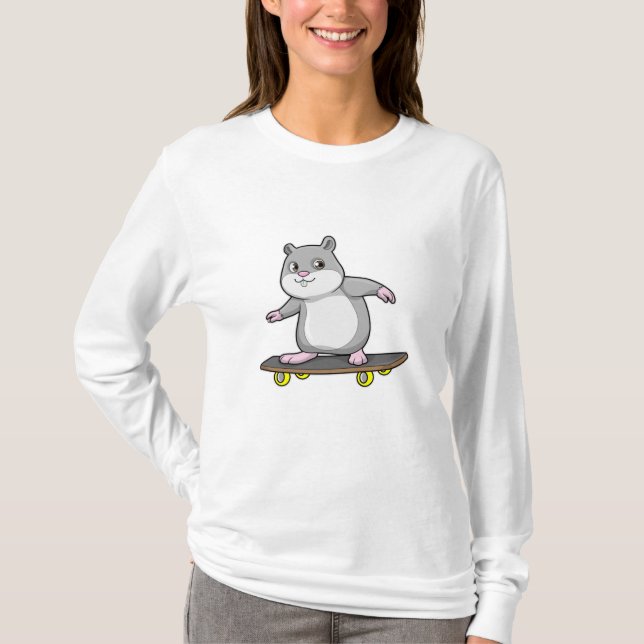 Hamster som Skater med Skateboard T Shirt (Framsida)