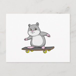 Hamster som Skater med Skateboard Vykort