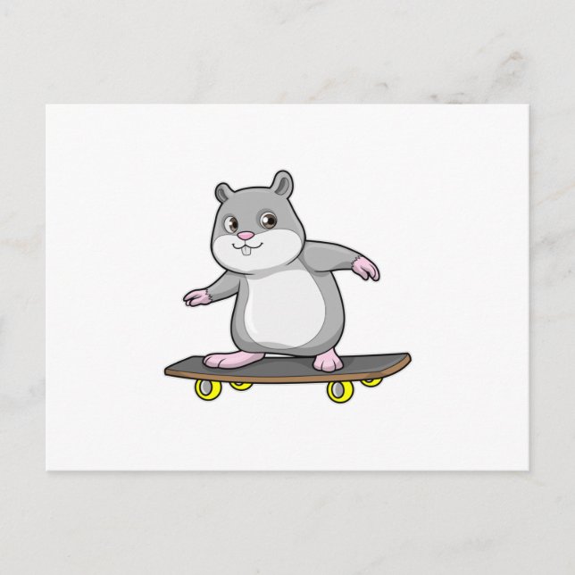 Hamster som Skater med Skateboard Vykort (Framsida)