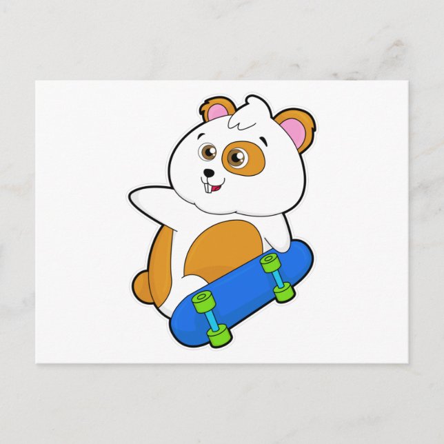Hamster som Skater med Skateboard Vykort (Framsida)