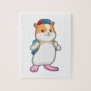 Hamster som Student med ryggsäck och hacka Pussel
