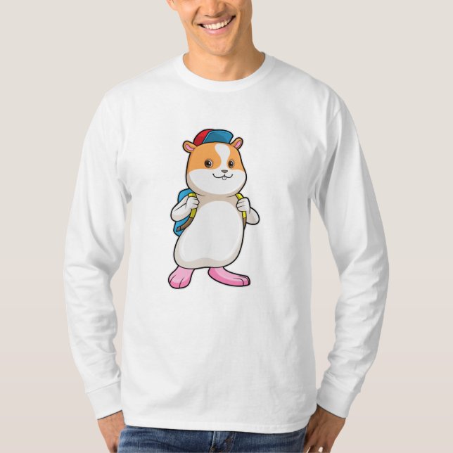 Hamster som Student med ryggsäck och hacka T Shirt (Framsida)