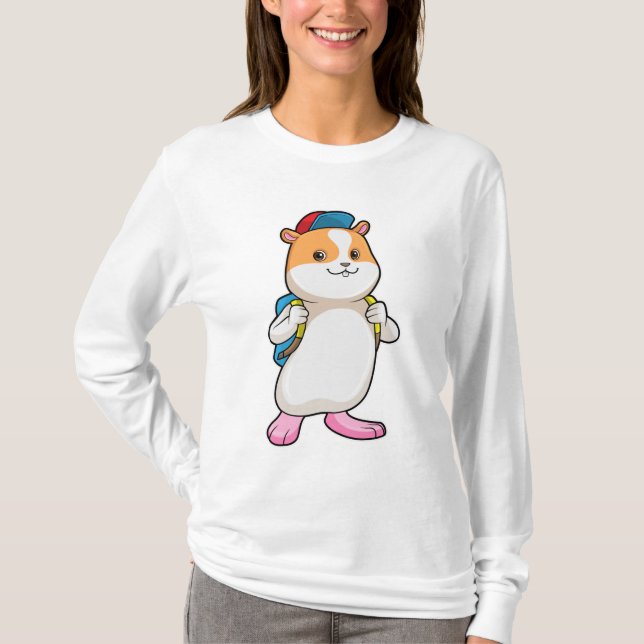 Hamster som Student med ryggsäck och hacka T Shirt (Framsida)