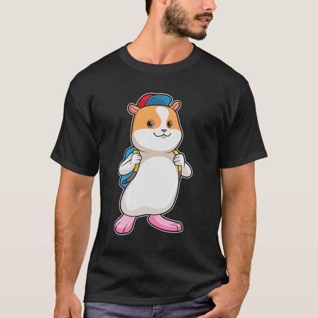 Hamster som Student med ryggsäck och hacka T Shirt (Framsida)