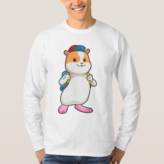 Hamster som Student med ryggsäck och hacka T Shirt (Framsida)