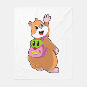 Hamster som Student med ryggsäck.PNG Fleecefilt