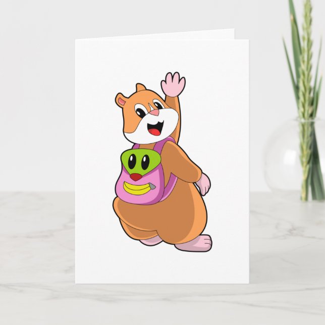 Hamster som Student med ryggsäck.PNG Kort (Framsida)