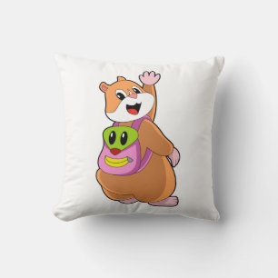 Hamster som Student med ryggsäck.PNG Kudde