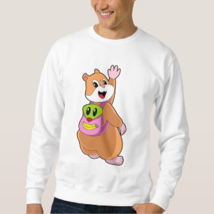 Hamster som Student med ryggsäck.PNG Lång Ärmad Tröja