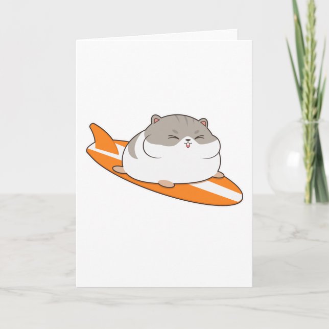 Hamster som surfar med surfbräda kort (Framsida)