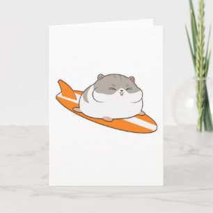 Hamster som surfare med surfbräda kort