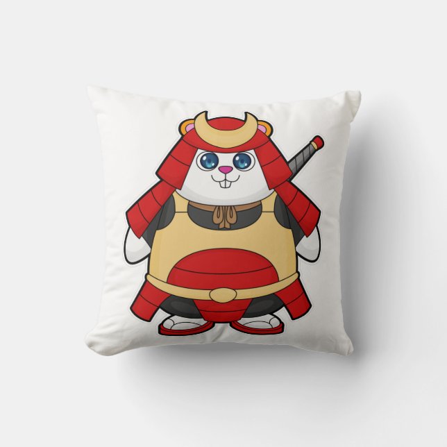 Hamster som Warrior med Armor Kudde (Framsida)