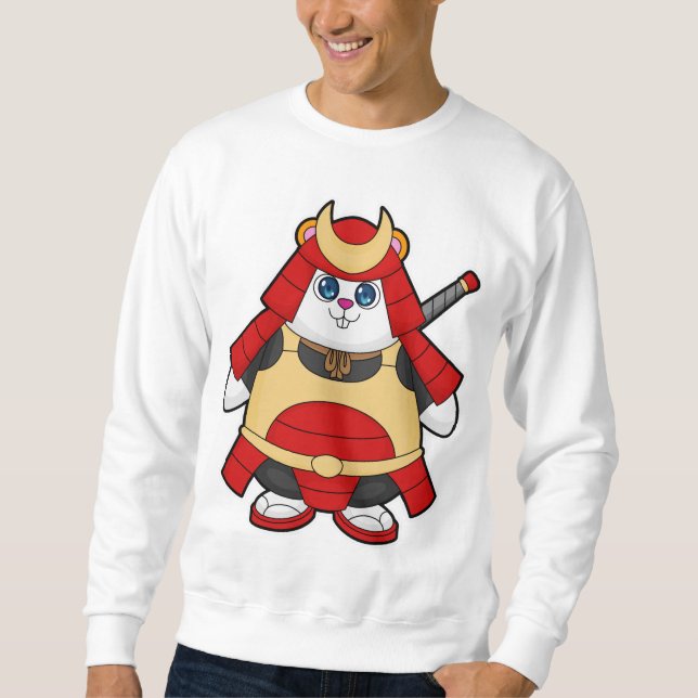 Hamster som Warrior med Armor Lång Ärmad Tröja (Framsida)