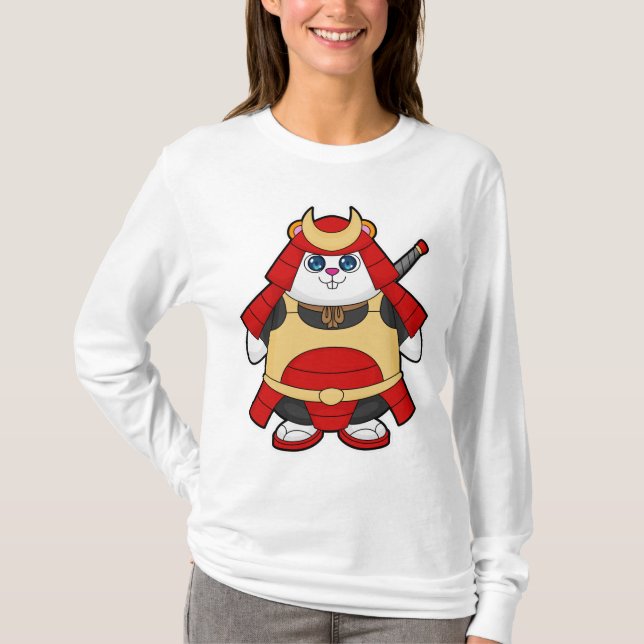 Hamster som Warrior med Armor T Shirt (Framsida)