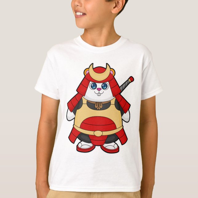 Hamster som Warrior med Armor T Shirt (Framsida)