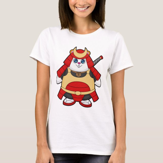 Hamster som Warrior med Armor T Shirt (Framsida)