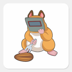 Hamster som Welder.PNG Fyrkantigt Klistermärke