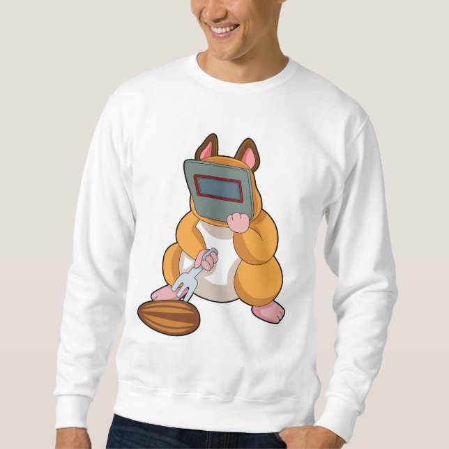 Hamster som Welder.PNG Lång Ärmad Tröja (Framsida)