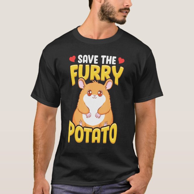 Hamster Spara Håriget Potato Hamster Whisperer T Shirt (Framsida)