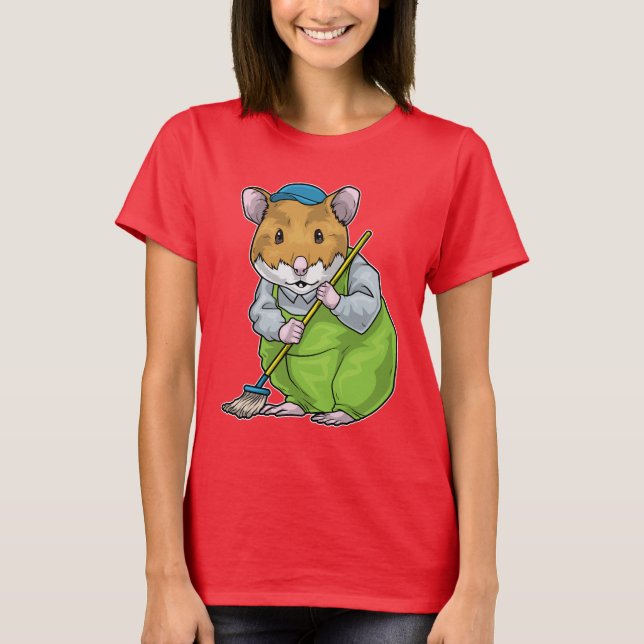 Hamster Städning staff Mop T Shirt (Framsida)