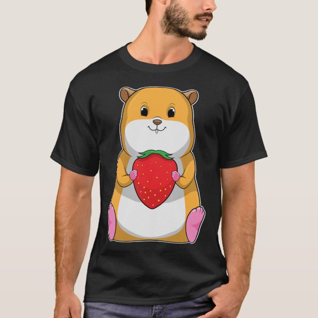 Hamster Strawberry Fruit T Shirt (Framsida)