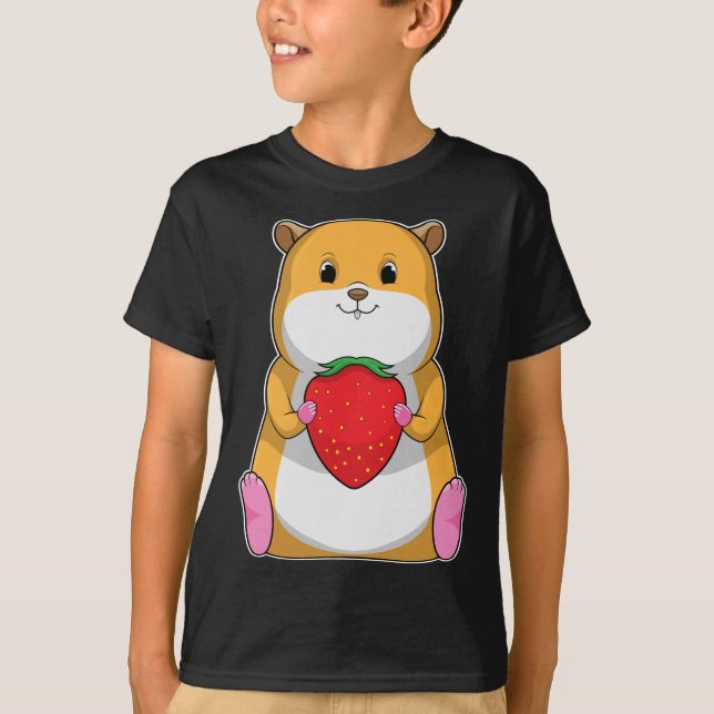 Hamster Strawberry Fruit T Shirt (Framsida)