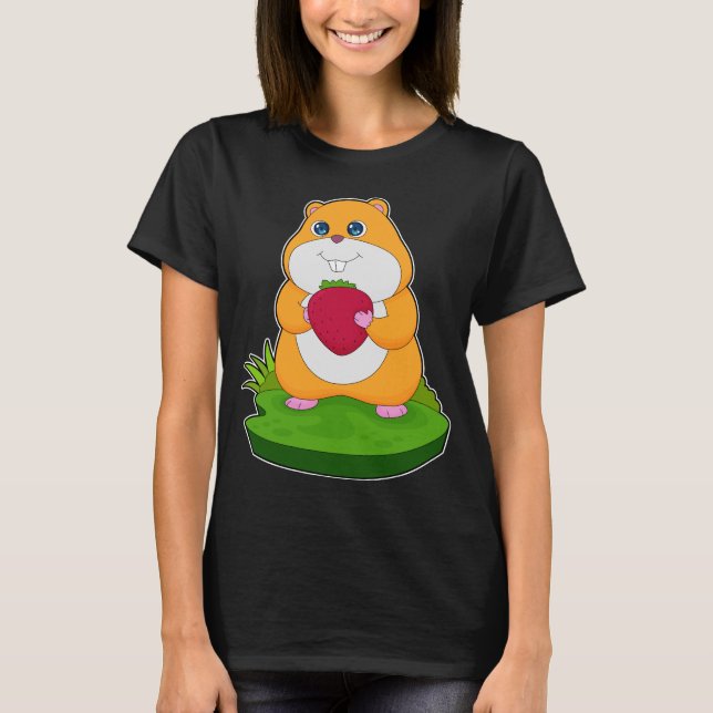 Hamster Strawberry Fruit T Shirt (Framsida)