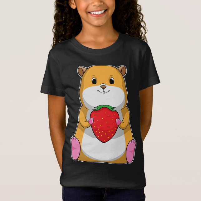 Hamster Strawberry Fruit T Shirt (Framsida)
