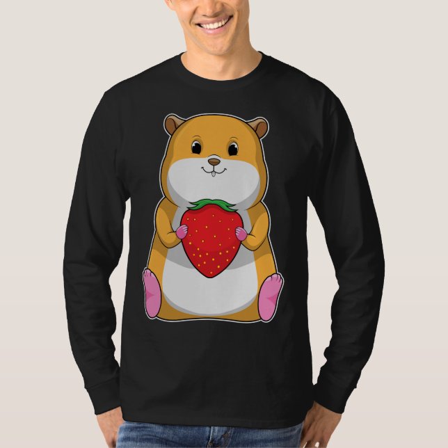 Hamster Strawberry Fruit T Shirt (Framsida)