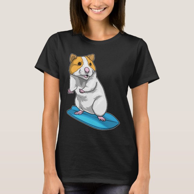 Hamster Surfer Surfboard T Shirt (Framsida)
