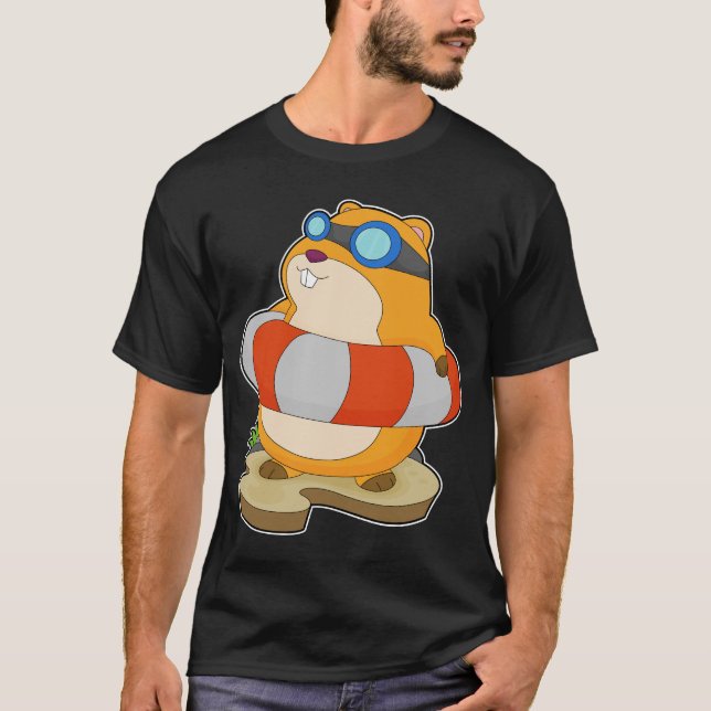 Hamster Swimming Livbuoy T Shirt (Framsida)