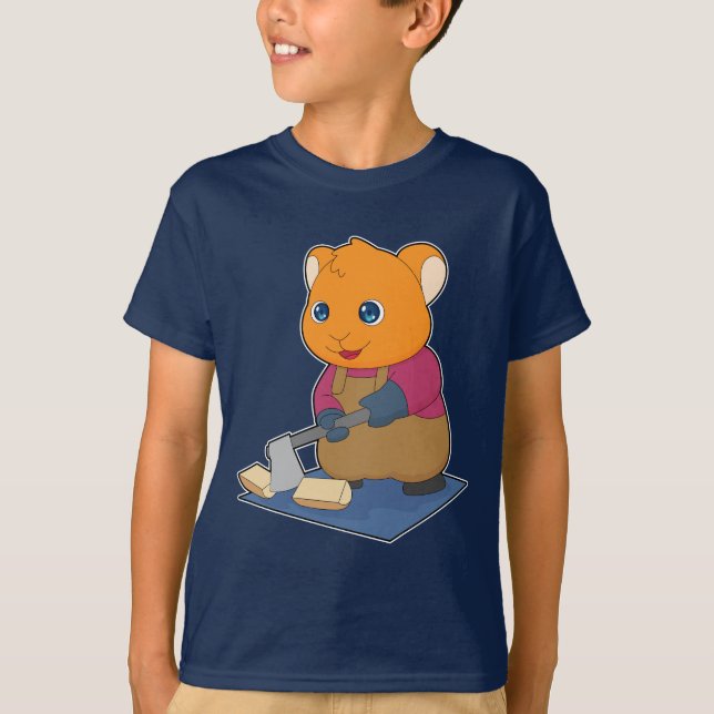 Hamster Trädfällare Yxa Skog T Shirt (Framsida)