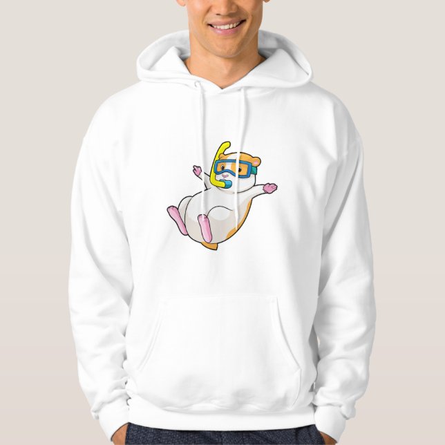 Hamster vid dykning med Swimming goggel Hoodie (Framsida)