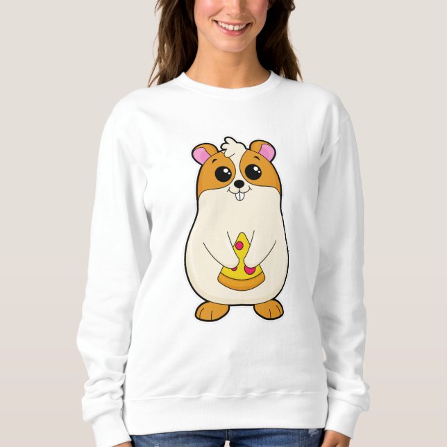 Hamster vid Eating of Pizza T Shirt (Framsida)