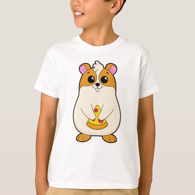 Hamster vid Eating of Pizza T Shirt (Framsida)