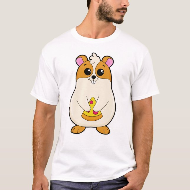 Hamster vid Eating of Pizza T Shirt (Framsida)