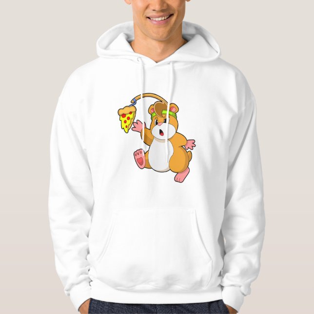 Hamster vid Eating with Pizza Hoodie (Framsida)