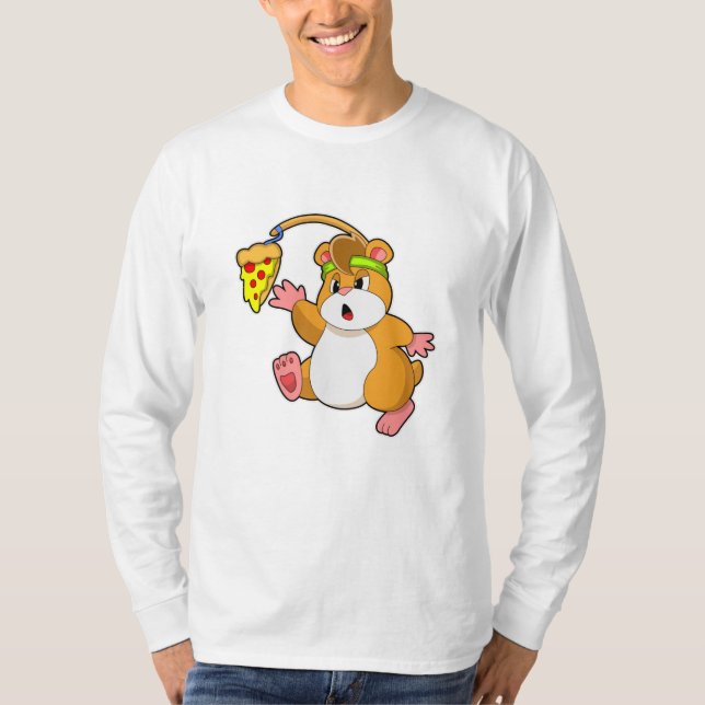 Hamster vid Eating with Pizza T Shirt (Framsida)