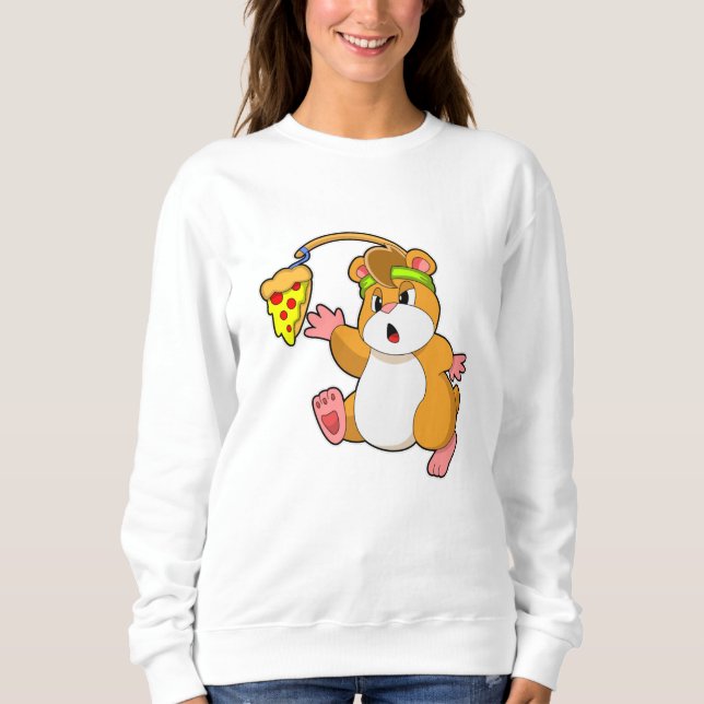 Hamster vid Eating with Pizza T Shirt (Framsida)