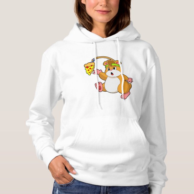 Hamster vid Eating with Pizza T Shirt (Framsida)