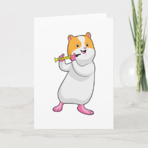 Hamster vid musik med flöjt kort