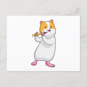 Hamster vid musik med flöjt vykort