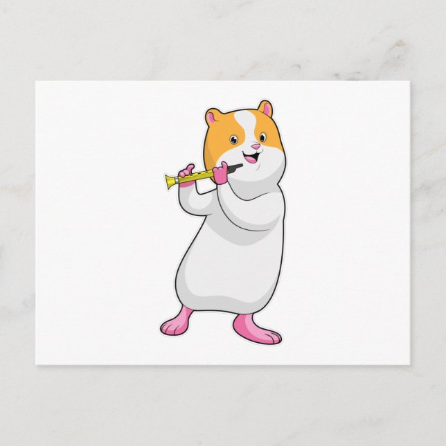 Hamster vid musik med flöjt vykort (Framsida)