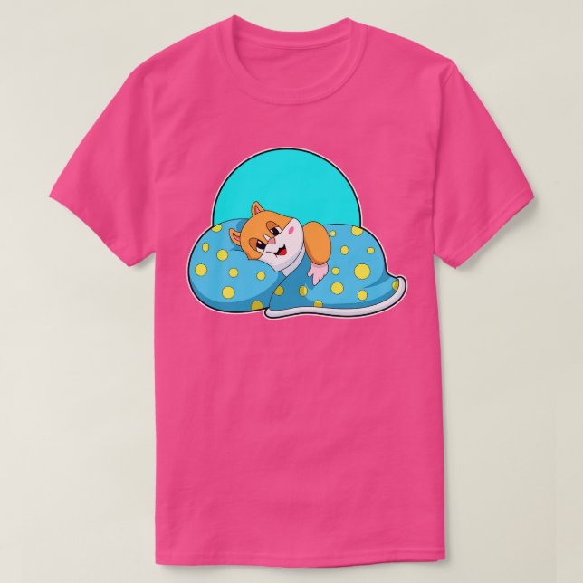 Hamster vid Sleeping med Blanket T Shirt (Design framsida)
