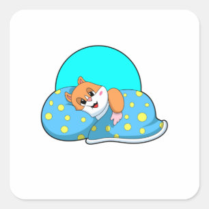 Hamster vid sovande med Blanket.PNG Fyrkantigt Klistermärke