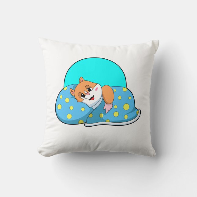 Hamster vid sovande med Blanket.PNG Kudde (Framsida)