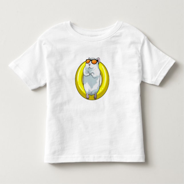 Hamster vid Swimming med Simma ring T Shirt (Framsida)