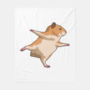 Hamster vid Yoga Stretching Ben Fleecefilt